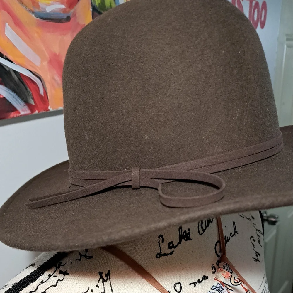 Vintage Brown Wool Wide-Brim Hat - Picture 2 of 9